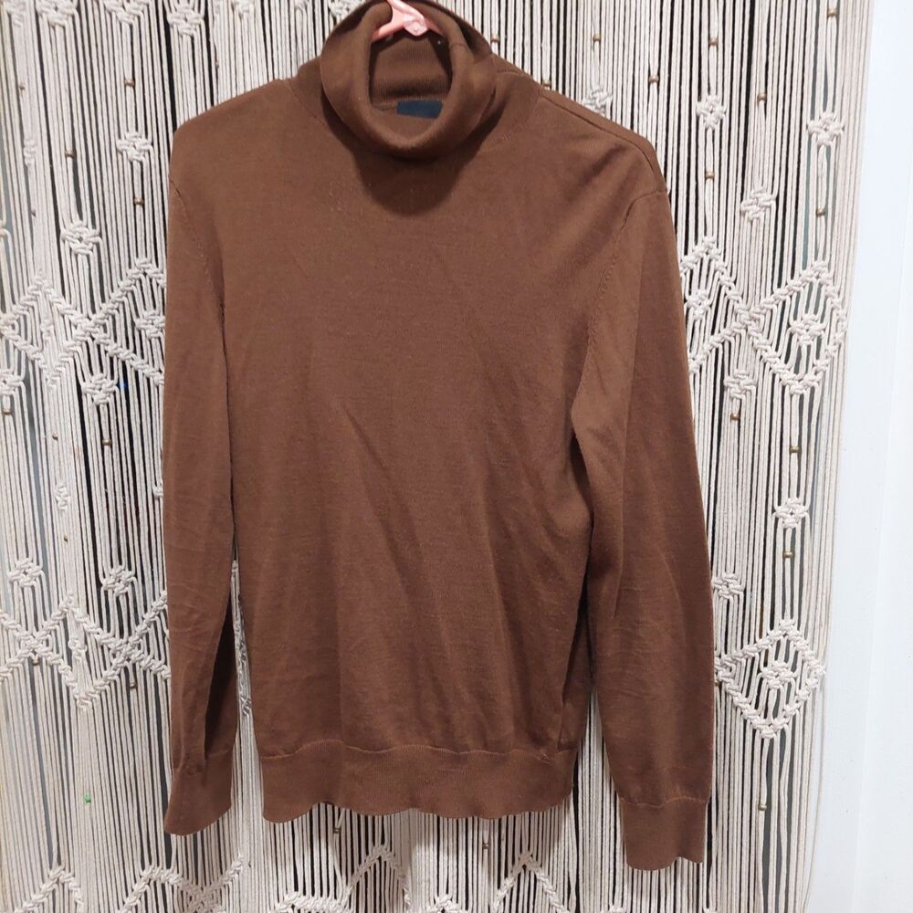 H&M Women's Merino Wool Brown Turtleneck Sweater Size M Long Sleeve Soft Knit